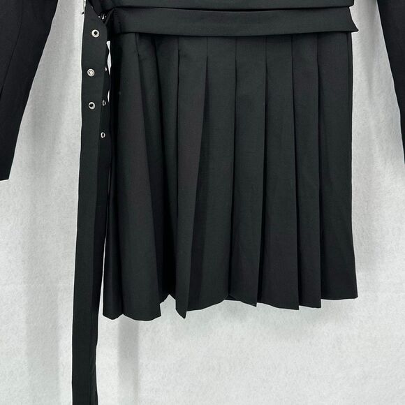 NWT Zara Black Box Pleat Belted Long Sleeve Collared Mini Blazer Dress Size XS - Picture 8 of 11